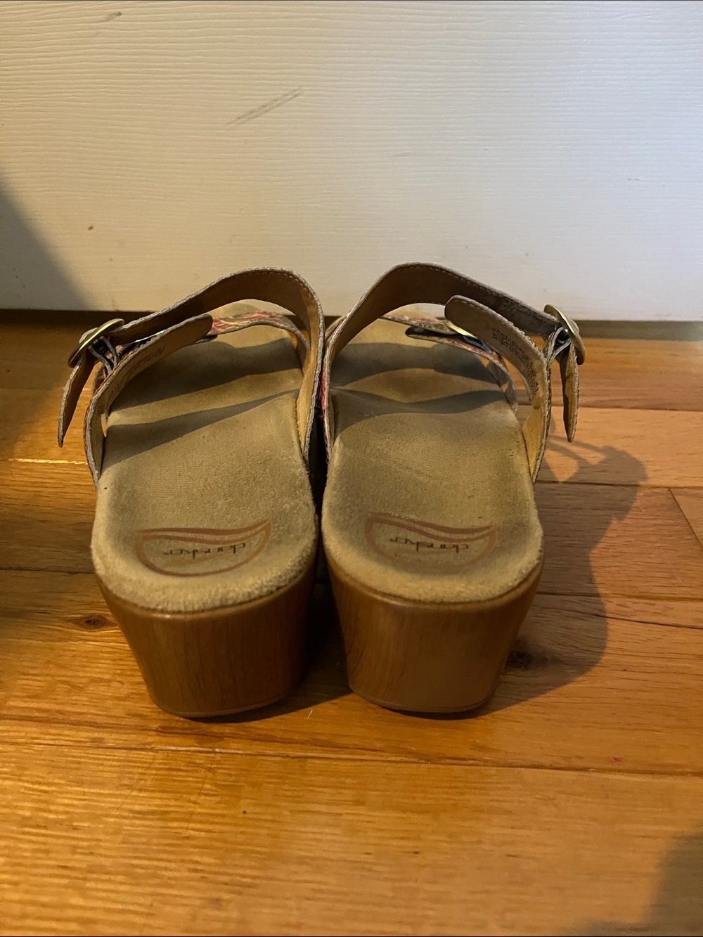 Dansko Women's Floral Double Buckle Slide Sandals - Pink, Green, Yellow - Picture 3 of 7